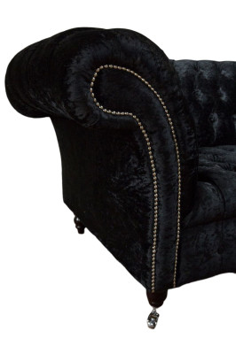 Chesterfield Sessel Design Polster Couch Schwarz Textil Stoff Lounge