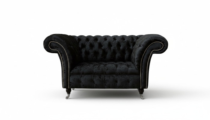 Chesterfield Sessel Design Polster Couch Schwarz Textil Stoff Lounge