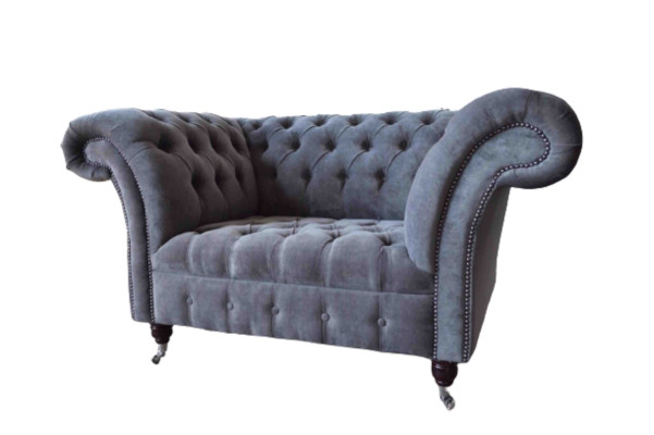 Chesterfield Sofa 1.5 Sitzer Couch Polster Design Sofas Sitz Polster Grau