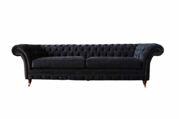 Dreisitzer Couch Polster Schwarz Sofa 3 Sitz Sofas Zimmer Möbel Design