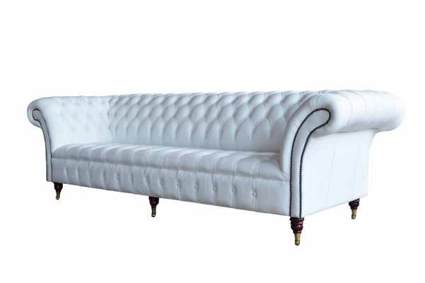 Chesterfield Sofas Design Luxus Weiß Textil Sofa 4 Sitzer Stoff Viersitzer