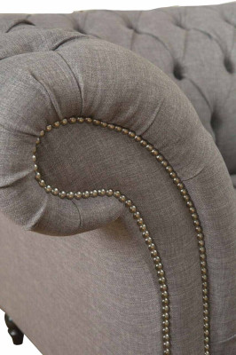 Chesterfield 3 Sitzer Polster Couch Sofa Couchen Textil Modern Stil Grau