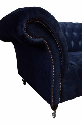 Luxus Sofa Dreisitzer Blau Stoff Textil Stil Couch Sofas Couchen Möbel