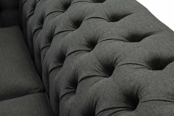 Chesterfield Sofa 2 Sitzer Couch Polster Stoff Couchen Grau Textil Neu