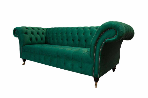 Dreisitzer Sofa 3 Sitzer Luxus Sitz Modern Sofas Grün Stoff Chesterfield
