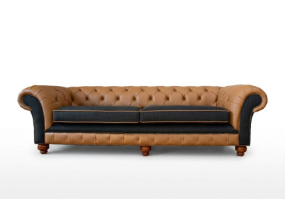 Stilvolles 4 Sitzer Wohnzimmer Sofa Polster Couch Big Couchen Chesterfield Leder Textil Neu