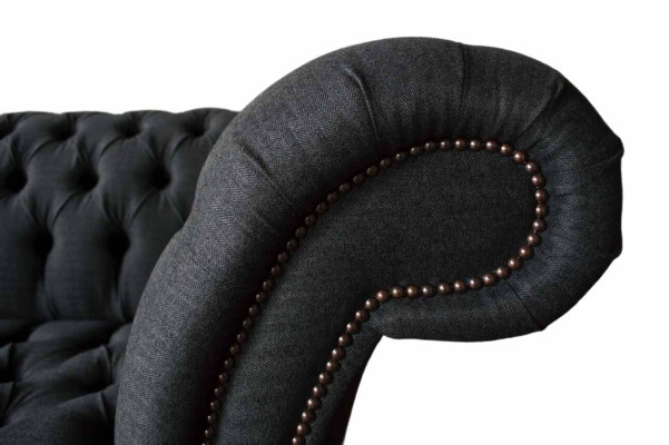 Design Chesterfield Stoff Couch Sofa 2 Sitzer Polster Textil Stoff Neu