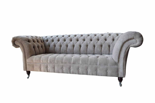 Grau Chesterfield Couch Dreisitzer Sitzpolster Couchen Sofa Möbel Neu