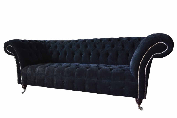 Design Sofa Couch Polster 3 Sitzer Sofas Blau Couchen Sitz Stoff Neu