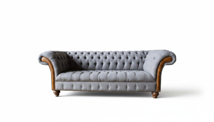 Chesterfield Stoffsofa Luxus Sofa Polster Couch Sitz Grau Textil 