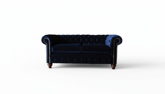 Blaue Chesterfield englisch klassischer Stil Sofa Couch 3 Sitz Polster 230cm