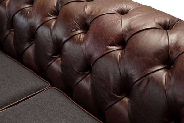 Braune Chesterfield englisch klassischer Stil Sofa Couch 3 Sitz Polster 230cm
