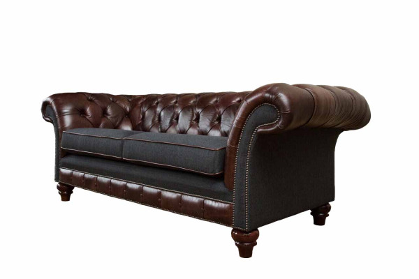 Braune Chesterfield englisch klassischer Stil Sofa Couch 3 Sitz Polster 230cm