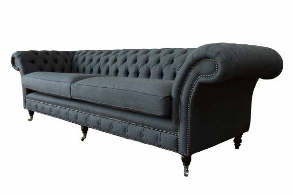 Design Sofa 4 Sitzer Couch Textil Polster Klassische Sofas Chesterfield