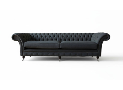Design Sofa 4 Sitzer Couch Textil Polster Klassische Sofas Chesterfield