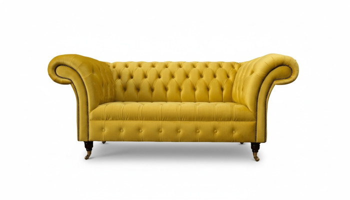 Chesterfield Couch Sofa Polster 2 Sitzer Wohnzimmer Couchen Sitz Gelb