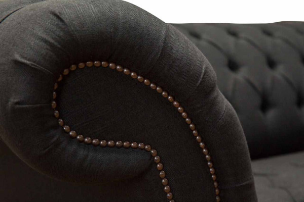 Chesterfield Sofa 4 Sitzer Schwarz Stoff Wohnzimmer Design Couch Polster