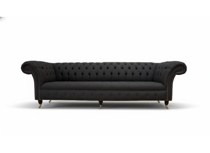 Chesterfield Sofa 4 Sitzer Schwarz Stoff Wohnzimmer Design Couch Polster