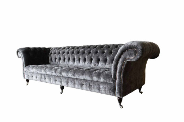Viersitzer Sofa 4 Sitzer Sofas Textil Modern Design Stoff Polyester Grau