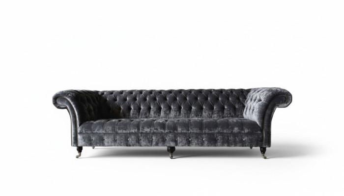 Viersitzer Sofa 4 Sitzer Sofas Textil Modern Design Stoff Polyester Grau