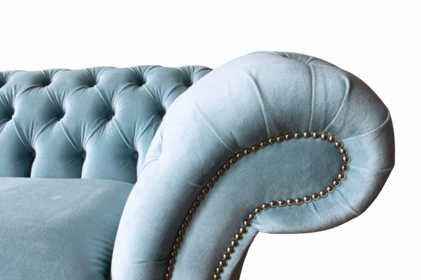 Chesterfield 3 Sitzer Polster Couch Sofa Textil Modern Stil Stoff Neu