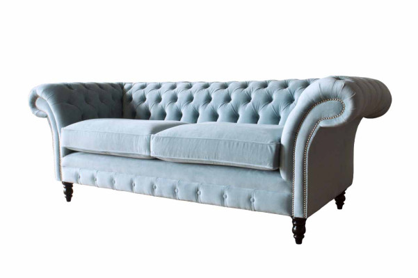 Chesterfield 3 Sitzer Polster Couch Sofa Textil Modern Stil Stoff Neu