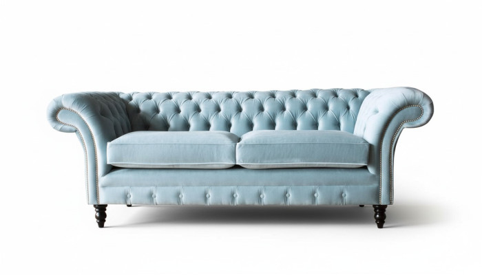 Chesterfield 3 Sitzer Polster Couch Sofa Textil Modern Stil Stoff Neu