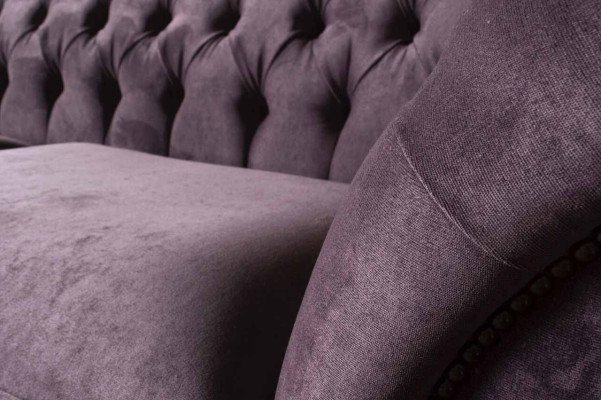Chesterfield Lila Sofa 3 Sitzer Wohnzimmer Stoff Couch Polster Sofas