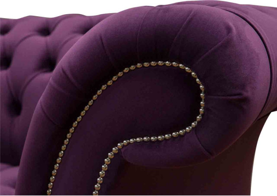 Lila Chesterfield Sofa 3 Sitzer Chesterfield Designer Couch Textil Stoff
