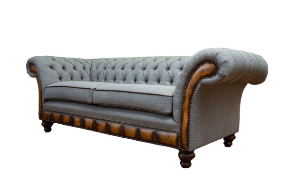 Luxus Dreisitzer Moderne Couch Möbel Grau Sofas Stoff Textil Polster