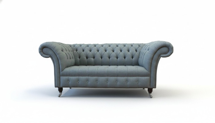 Chesterfield Büro Sitzmöbel Einrichtung Sofa Couch 2 Sitz Textil Grau