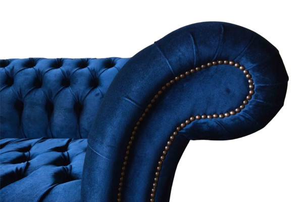 Blaue Chesterfield Dreisitzer Sofa 3 Sitzer Sofas Luxus Textil Couchen