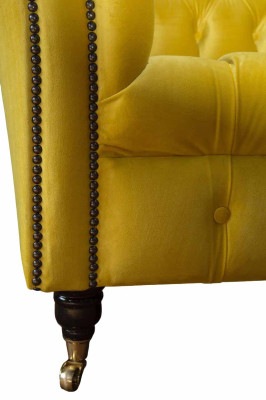 Chesterfield 3 Sitzer Polster Couch Stil Couchen Textil Stoff Sofa Neu