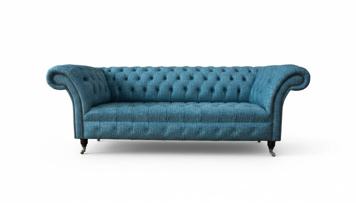 Blauer Dreisitzer Samt Couch Wohnzimmer Couchen Sofa Sitzmöbel Sofa Chesterfield