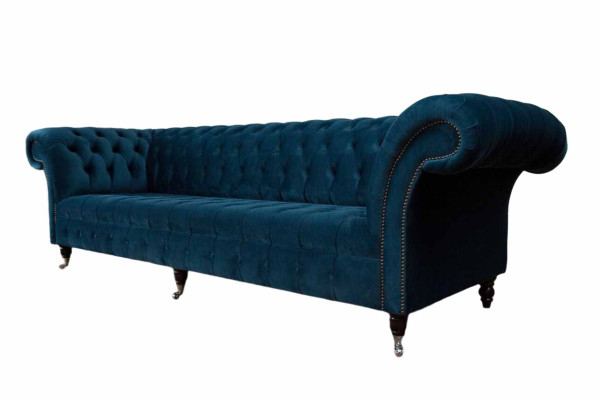 Design Sofa Chesterfield Polster Modern Textil Stoff 4 Sitzer Schlaf 