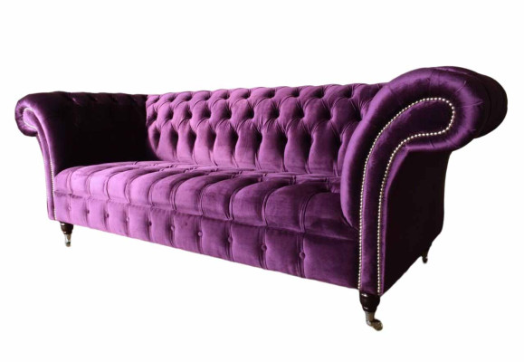 Chesterfield 3 Sitzer Design Sofa Polster Sitz Stoff Luxus Couchen Neu