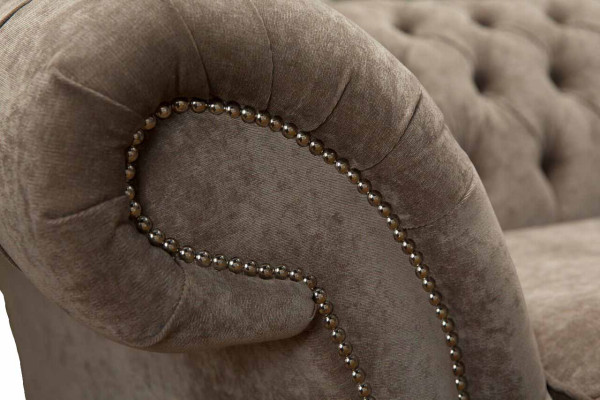 Dreisitzer Chesterfield Sofa 3 Sitz Sofas Grau Stoff Wohnzimmer Luxus