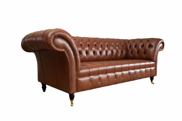 Chesterfield Sofa 3 Sitzer Braun Modern Polster Leder Wohnzimmer Design