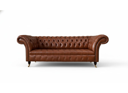 Chesterfield Sofa 3 Sitzer Braun Modern Polster Leder Wohnzimmer Design