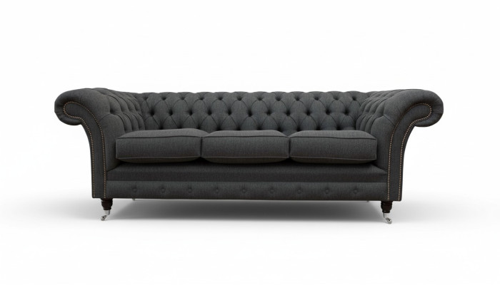 Chesterfield Textil Polster Design Sofa Luxus Couch Grau Sofa 3 Sitzer