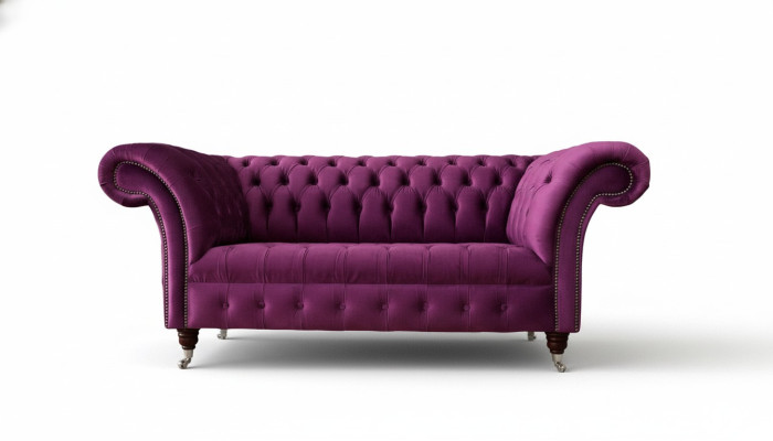 Englische Chesterfield Büro Sitzmöbel Einrichtung Sofa Couch 2 Sitz Violett