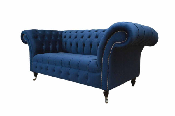 Englische Chesterfield Büro Sitzmöbel Einrichtung Sofa Couch 2 Sitz Royalblau