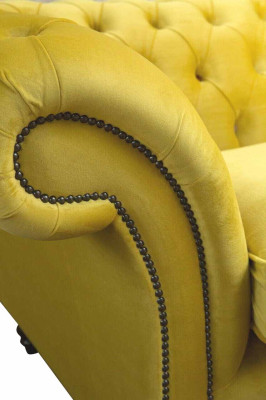 Textil 3 Sitzer Blau Stoff Design Couch Polster 230cm Sofa Chesterfield