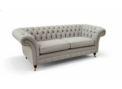 Chesterfield 3 Sitz Relax Lounge Sofa Textil Polster Couch Stoff Couchen