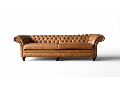Sofa 4 Sitzer Couch Polster Chesterfield Sofa Sitz Leder Design Braun Möbel