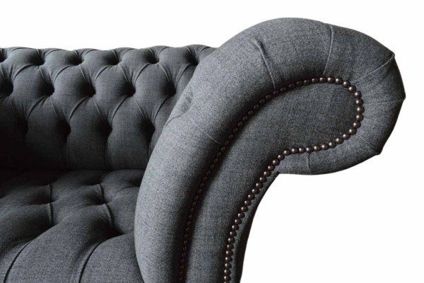 Chesterfield Design Sessel Grau Polster Luxus Textil Couchen 1 Sitzer