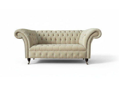 Zweisitzer Couch Polster Sofa 2 Sitz Textil Stoff Luxus Chesterfield Neu