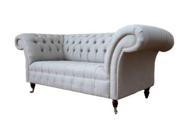 Chesterfield Luxus 2 Sitzer Couch Polster Sofa Textil Stoff Couchen Neu
