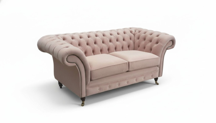 Sofa 2 Sitzer Couch Polster Chesterfield Wohnzimmer Design Textil Neu