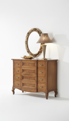 Schlafzimmer Kommode mit Spiegel Luxus Modern Möbel Set 2tlg Holz Neu